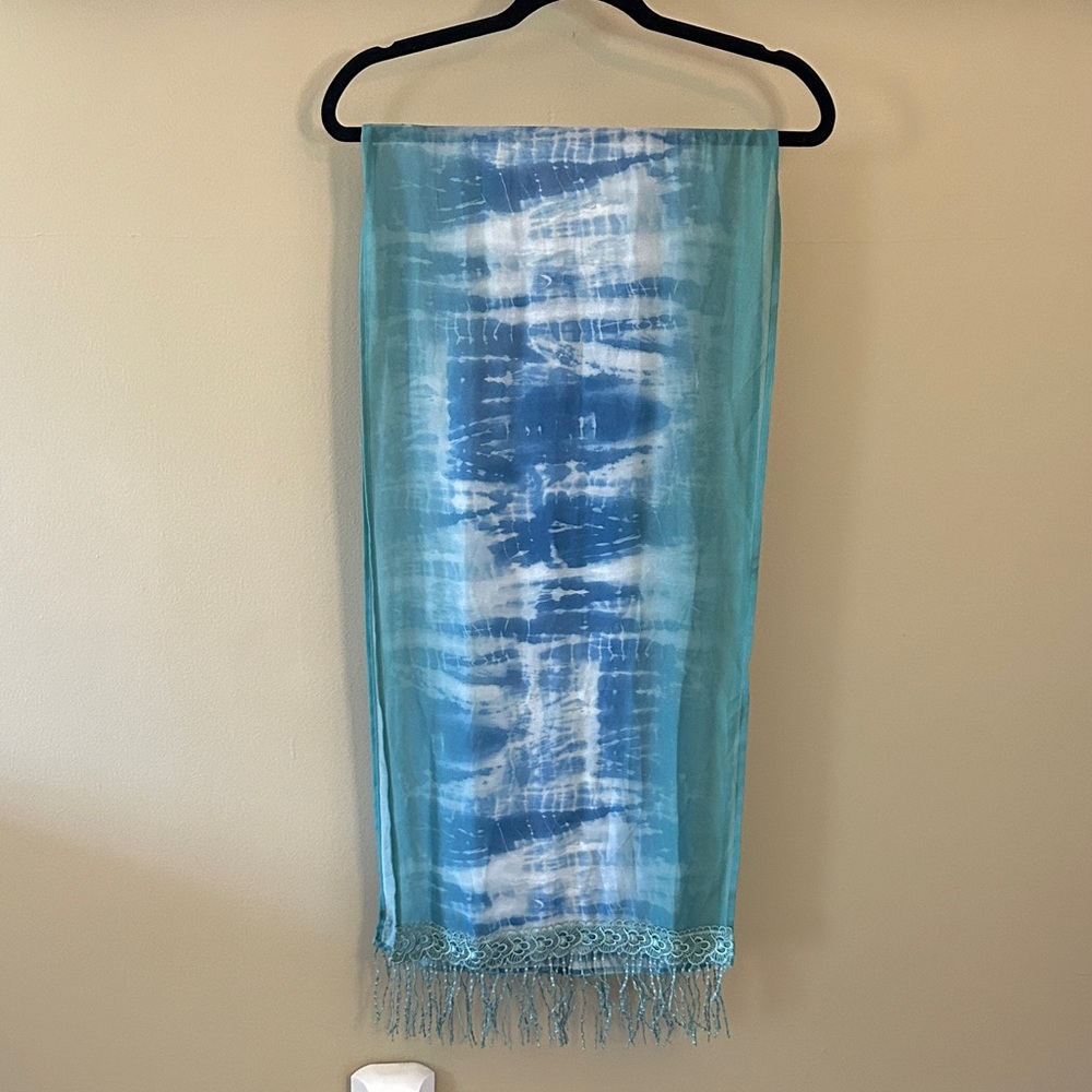 Charming Charlie Green and Blue Tie-Dye Scarf